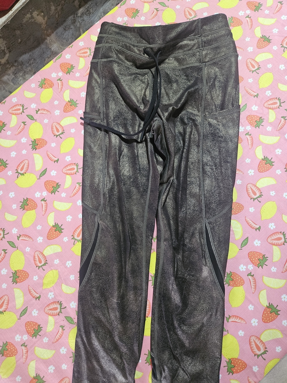 Metallic Charcoal High-Rise Performance Leggings